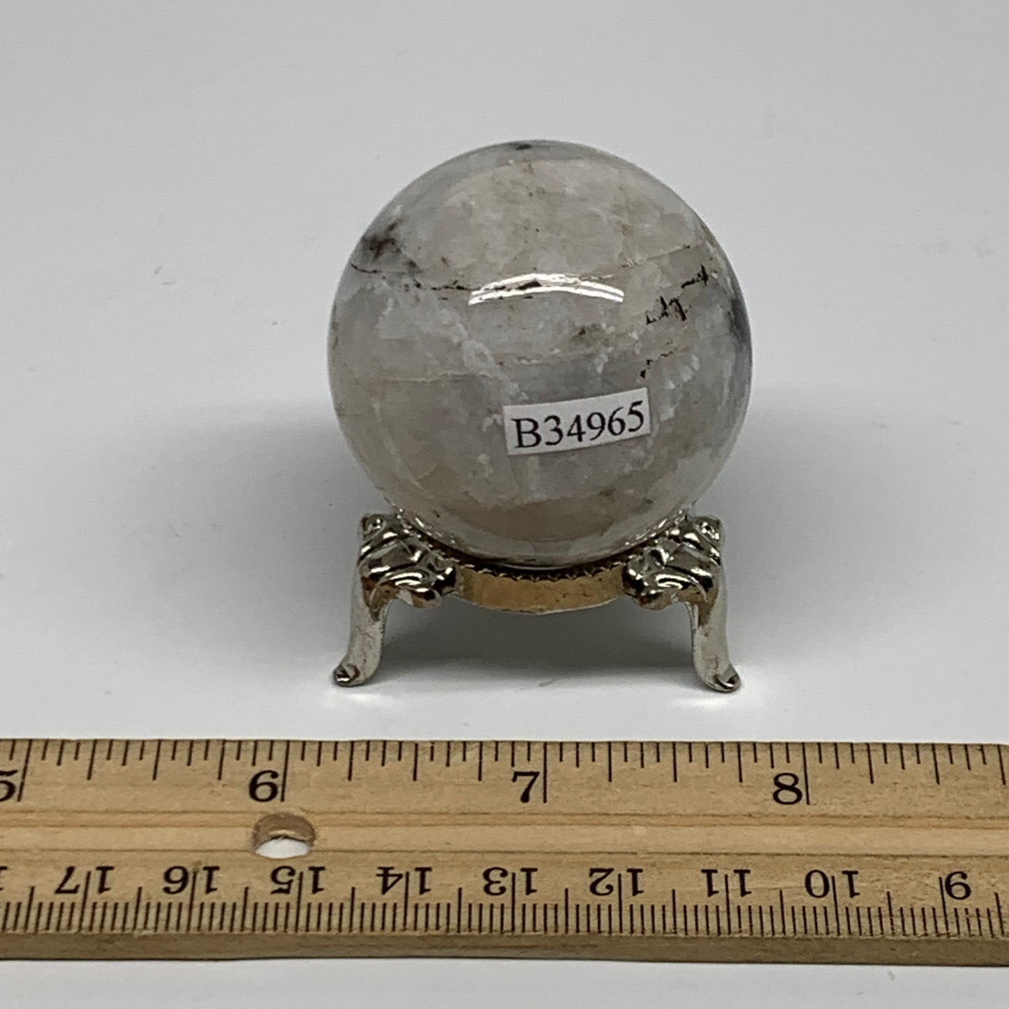 98.75g, 1.7"(42mm), Natural Rainbow Moonstone Sphere Ball Gemstone, B34965