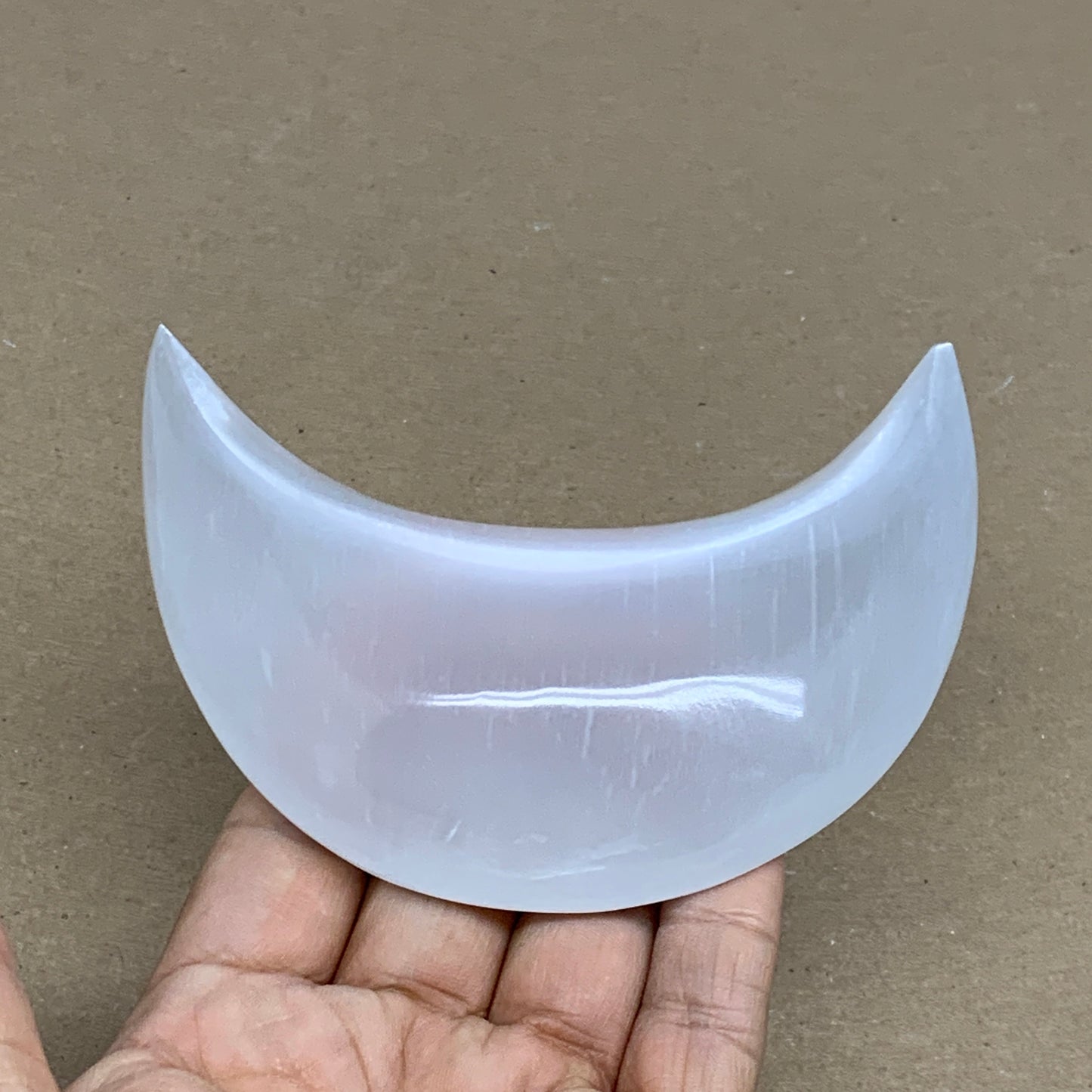 192g, 4.3"x2.2"x0.9", Selenite Crescent Moon Crystal (Satin Spar), B36278