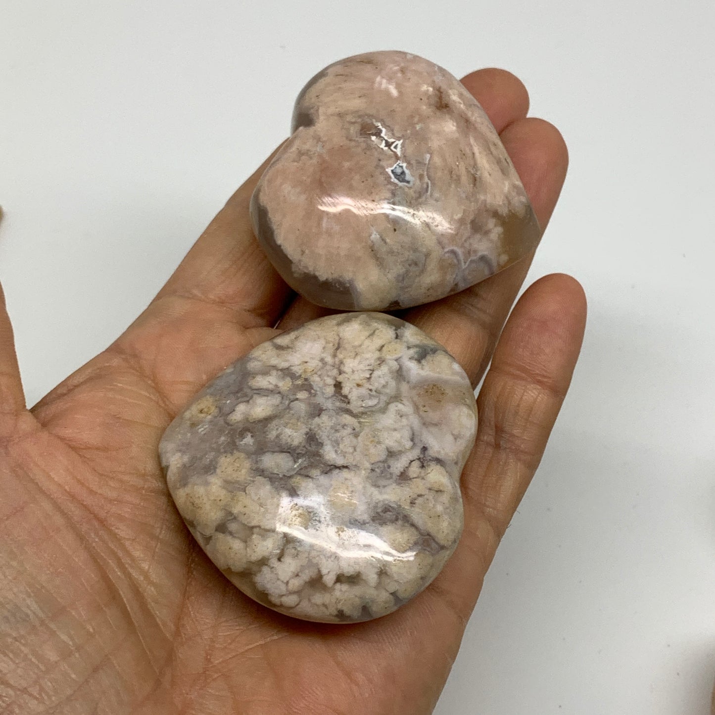 2.3 lbs, 1.9"-2.4",11pcs, Cherry Blossom Flower Agate Heart Crystal, B37182