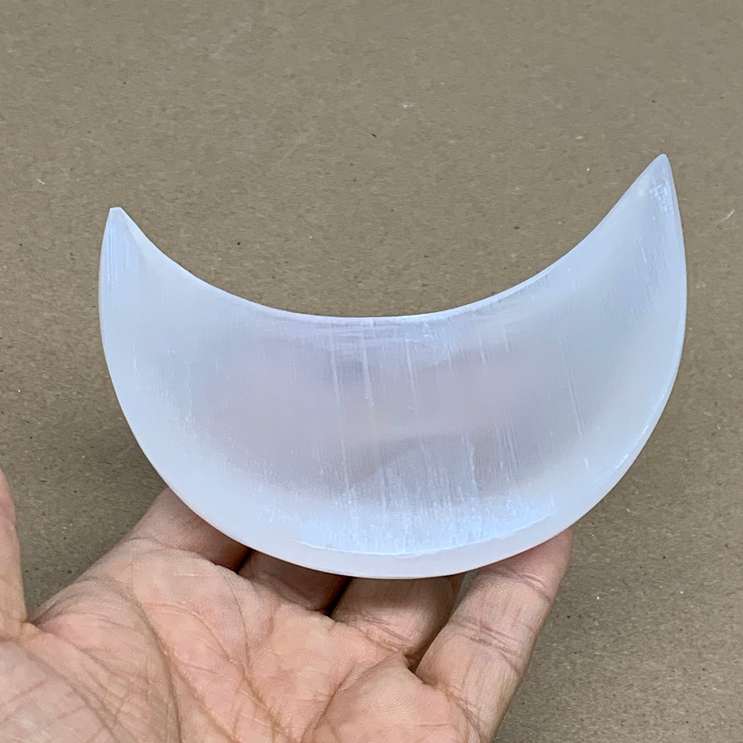192g, 4.3"x2.2"x0.9", Selenite Crescent Moon Crystal (Satin Spar), B36278