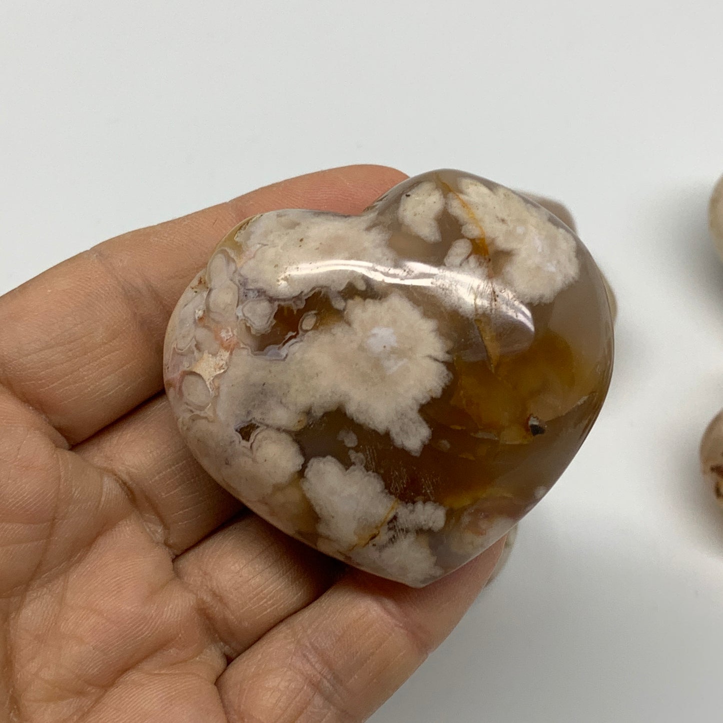 2.3 lbs, 1.9"-2.4",11pcs, Cherry Blossom Flower Agate Heart Crystal, B37182