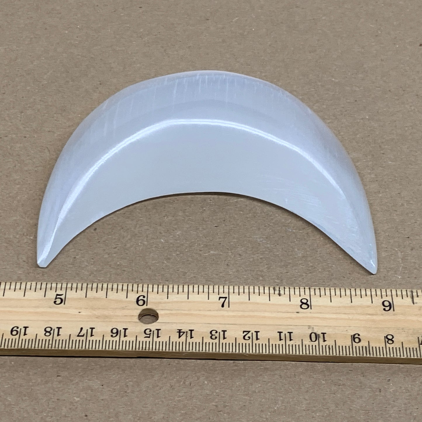 192g, 4.3"x2.2"x0.9", Selenite Crescent Moon Crystal (Satin Spar), B36278