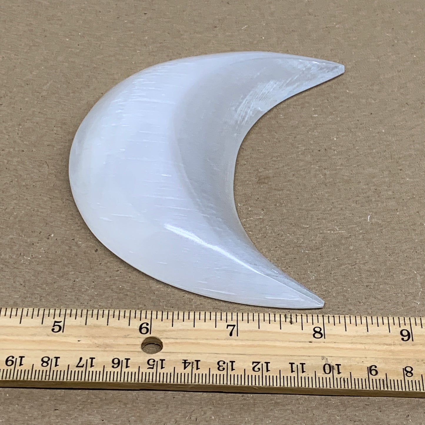 192g, 4.3"x2.2"x0.9", Selenite Crescent Moon Crystal (Satin Spar), B36278