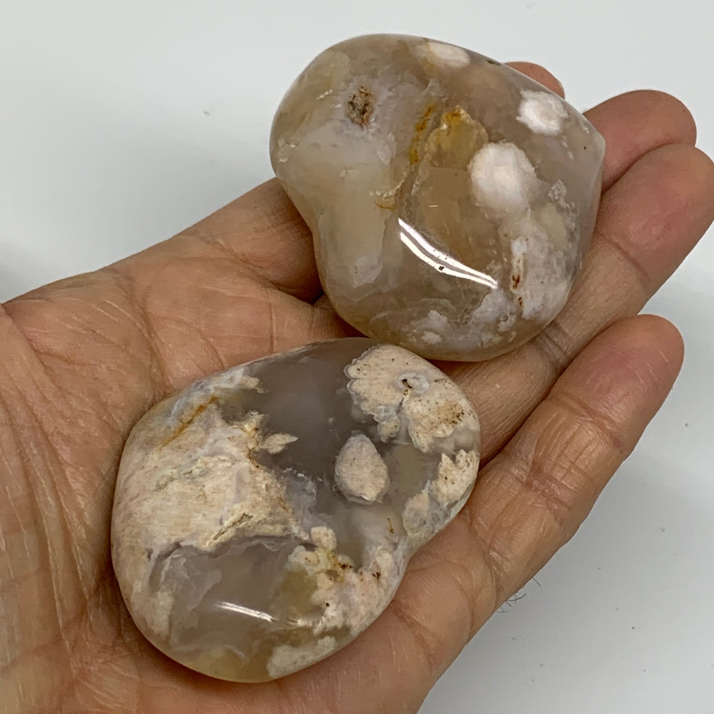 2.13 lbs, 1.6"-2.1",13pcs, Cherry Blossom Flower Agate Heart Crystal, B37183