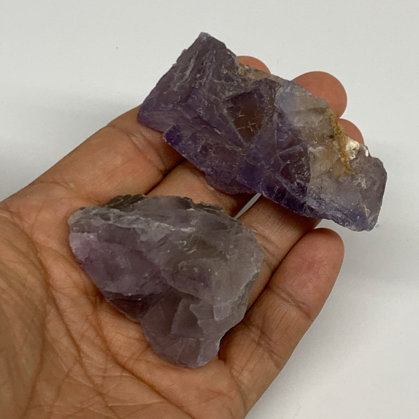 108.5g,1.8"-2.5",2pcs, Purple Fluorite Crystal Mineral Specimen @Pakistan,B27718