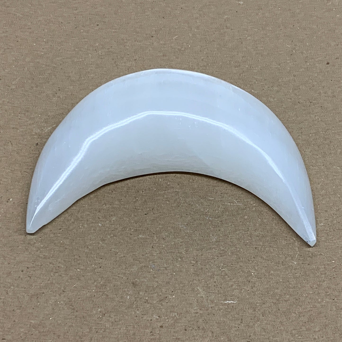 230g, 4.5"x2.2"x1", Selenite Crescent Moon Crystal (Satin Spar), B36279