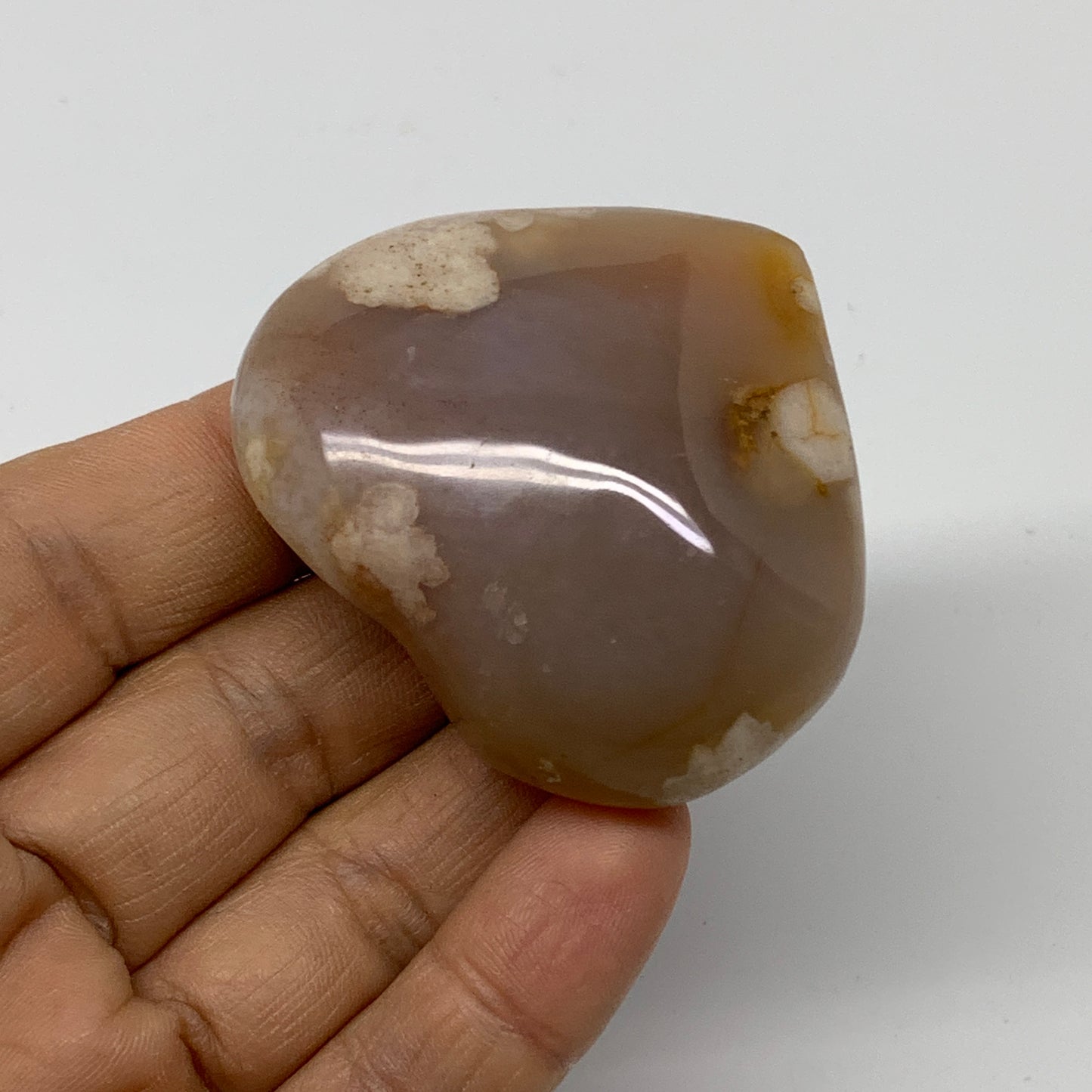 2.13 lbs, 1.6"-2.1",13pcs, Cherry Blossom Flower Agate Heart Crystal, B37183