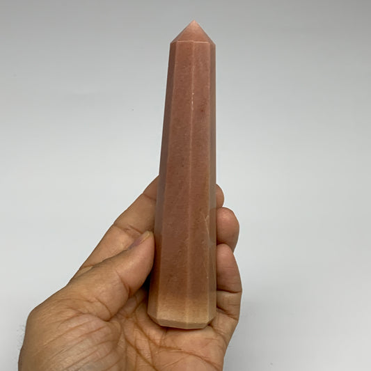 137.1g, 5.1"x1"x1" Red Aventurine Tower Obelisk Point Crystal @India,B31558