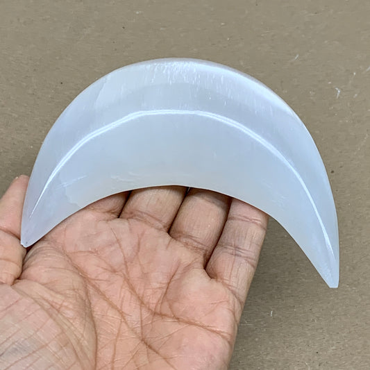 212g, 4.3"x2.1"x1", Selenite Crescent Moon Crystal (Satin Spar), B36280
