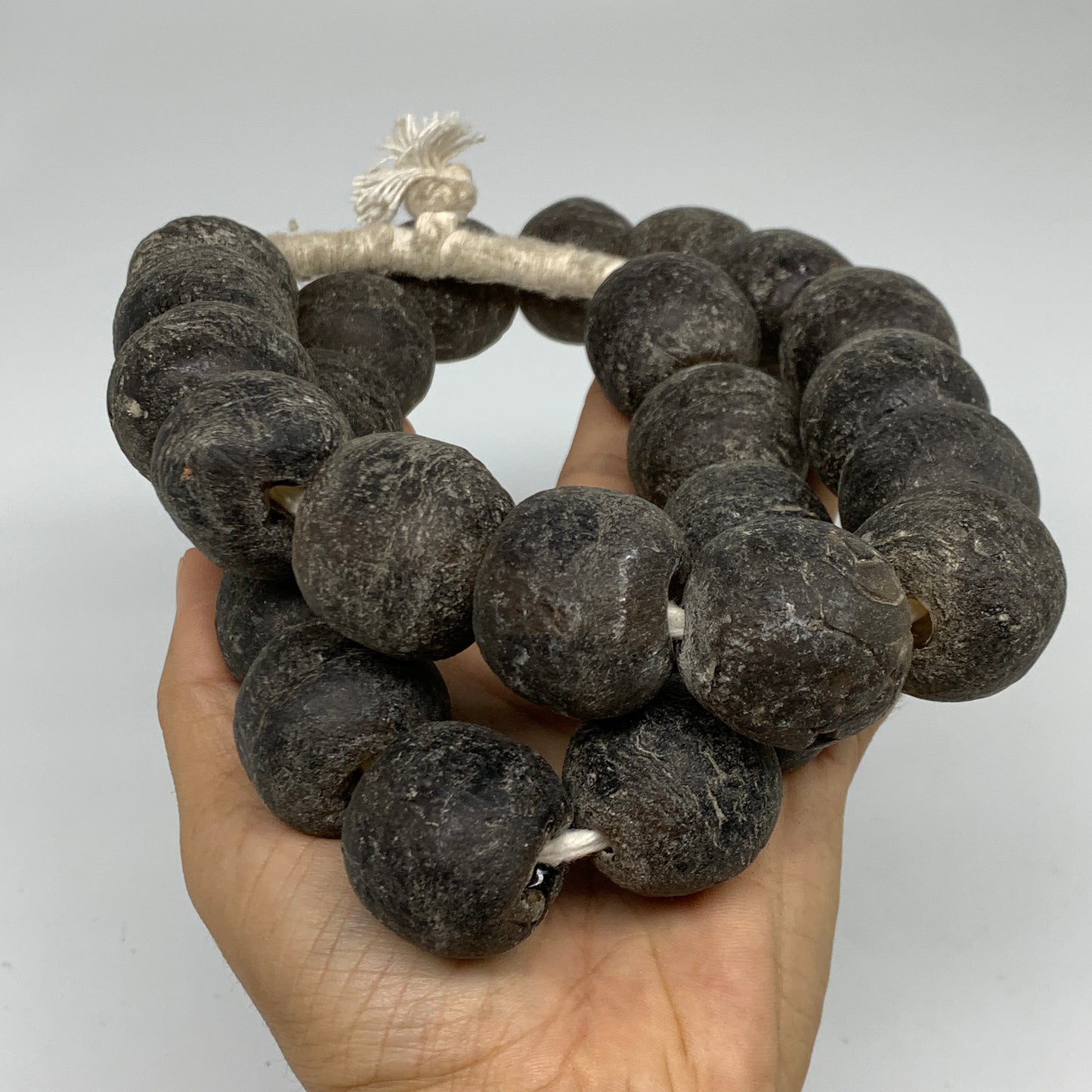 2.12 lbs, 25mm-30mm, 1 Strand, 26 beads, Green/gray Sea Glass Beads, B35681