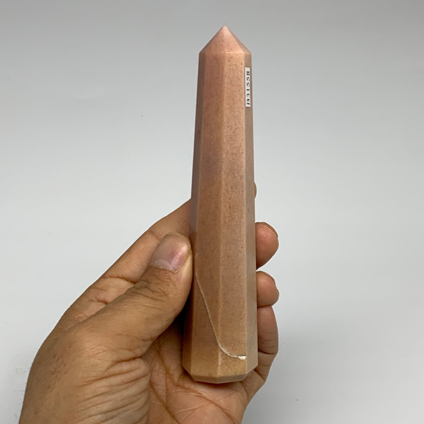 137.1g, 5.1"x1"x1" Red Aventurine Tower Obelisk Point Crystal @India,B31558