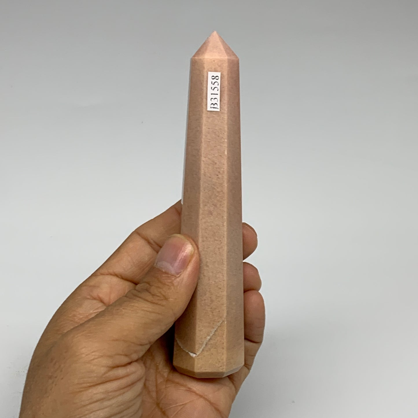 137.1g, 5.1"x1"x1" Red Aventurine Tower Obelisk Point Crystal @India,B31558