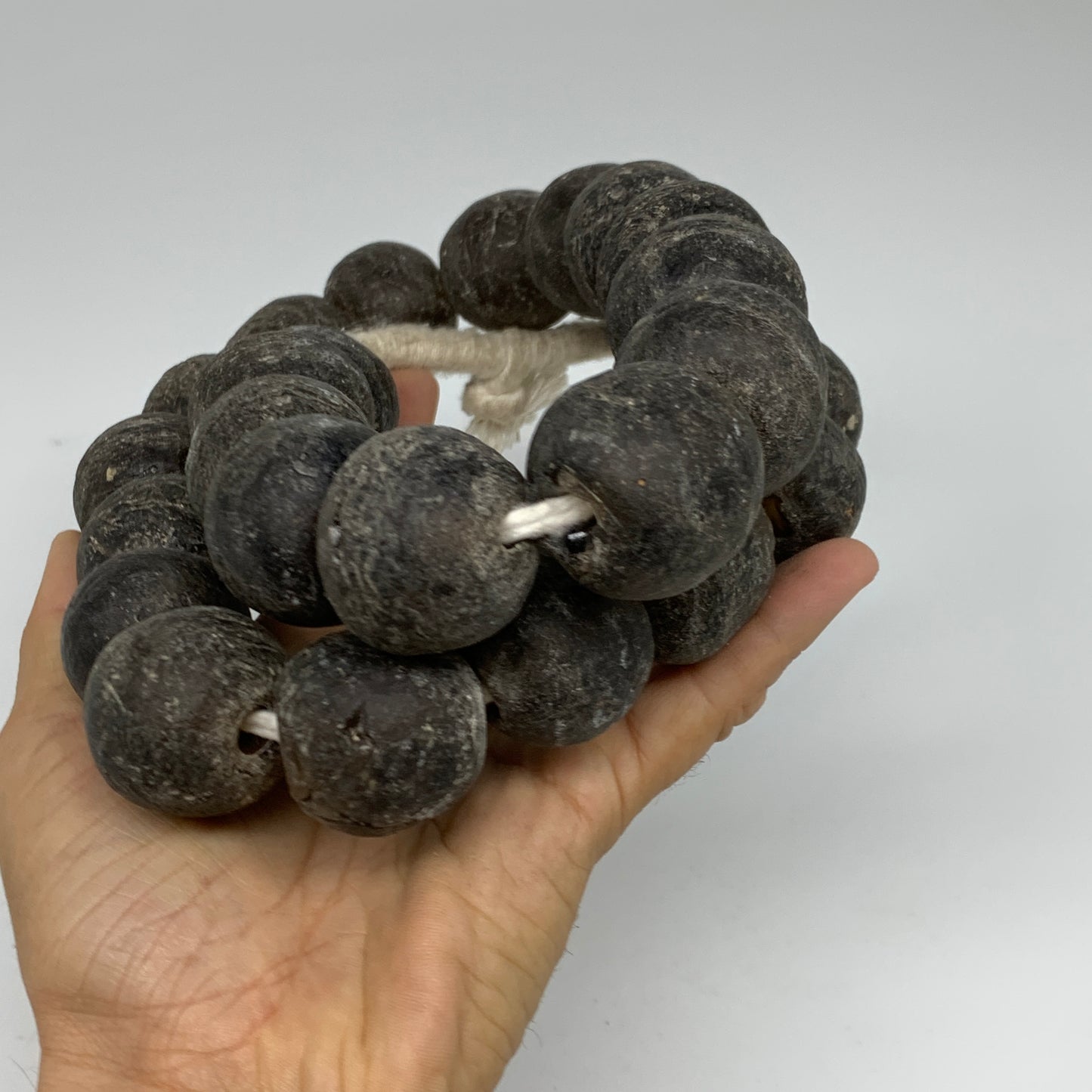 2.12 lbs, 25mm-30mm, 1 Strand, 26 beads, Green/gray Sea Glass Beads, B35681