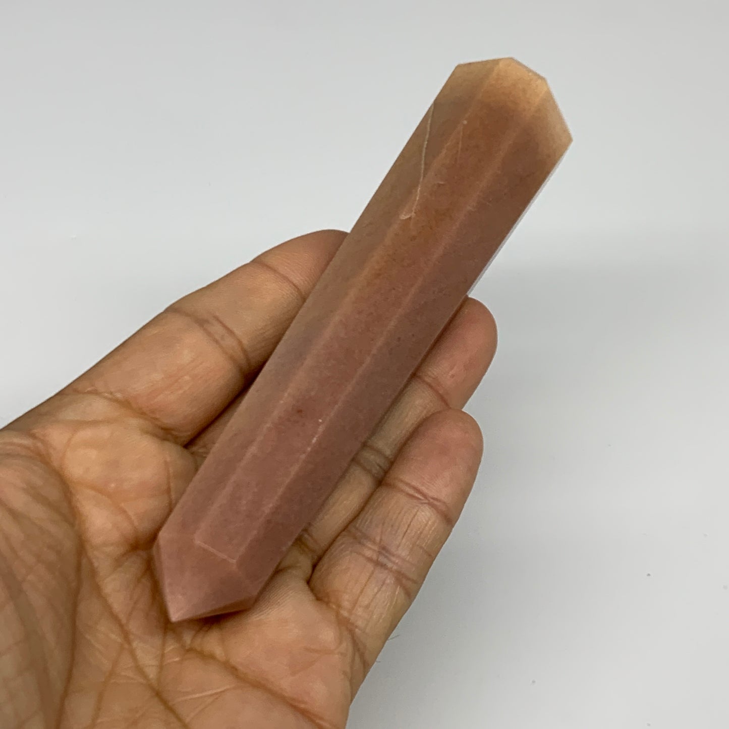 137.1g, 5.1"x1"x1" Red Aventurine Tower Obelisk Point Crystal @India,B31558