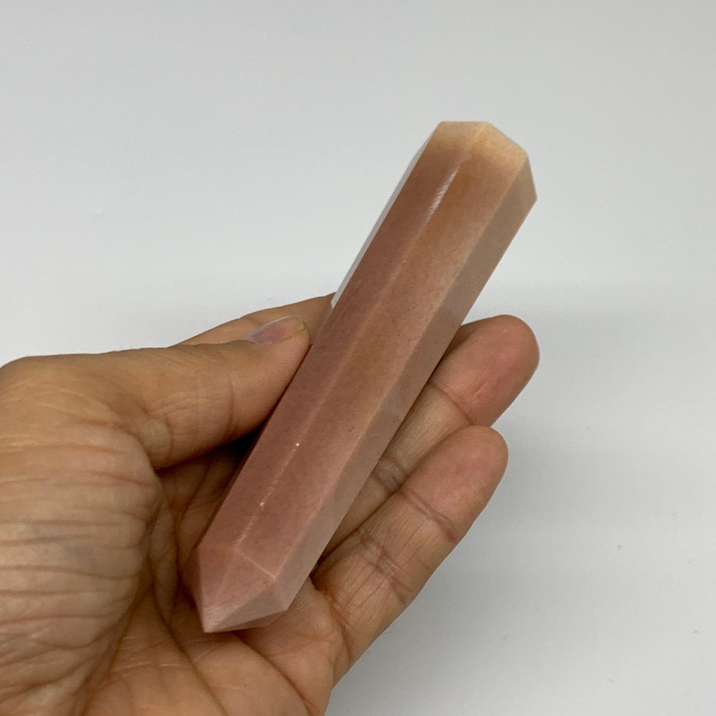 137.1g, 5.1"x1"x1" Red Aventurine Tower Obelisk Point Crystal @India,B31558