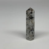 119.7g, 4.1"x0.9", Rainbow Moonstone Tower Obelisk Point Crystal @India, B29236