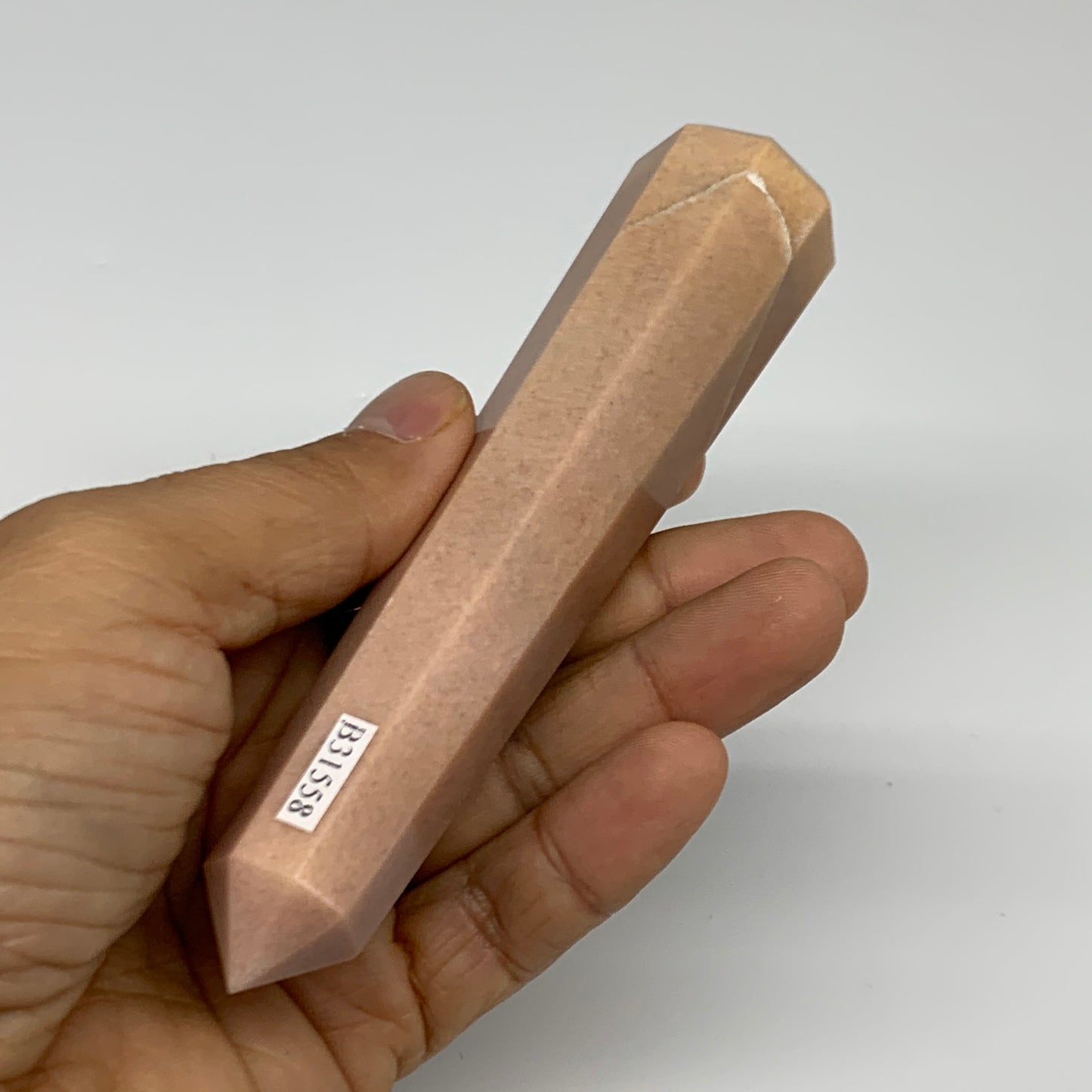 137.1g, 5.1"x1"x1" Red Aventurine Tower Obelisk Point Crystal @India,B31558