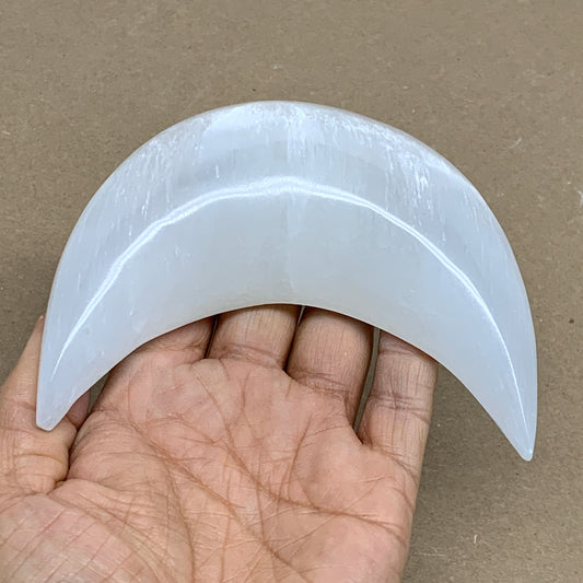 232g, 4.4"x2.2"x1", Selenite Crescent Moon Crystal (Satin Spar), B36281