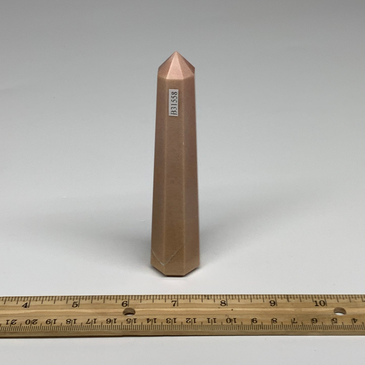 137.1g, 5.1"x1"x1" Red Aventurine Tower Obelisk Point Crystal @India,B31558