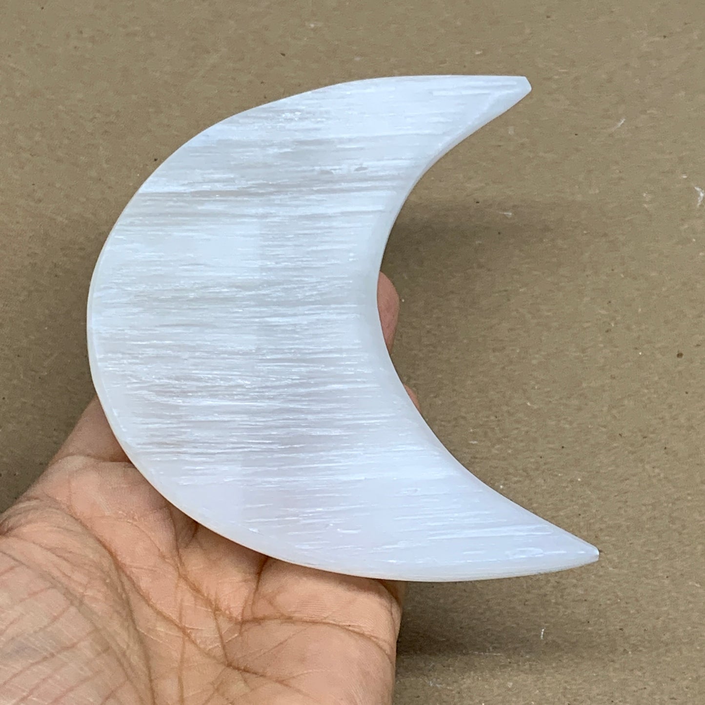 232g, 4.4"x2.2"x1", Selenite Crescent Moon Crystal (Satin Spar), B36281