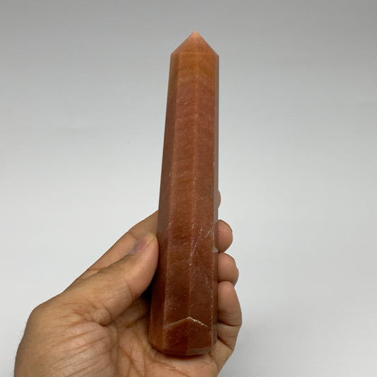 155.1g, 5.3"x1"x1" Red Aventurine Tower Obelisk Point Crystal @India,B31559