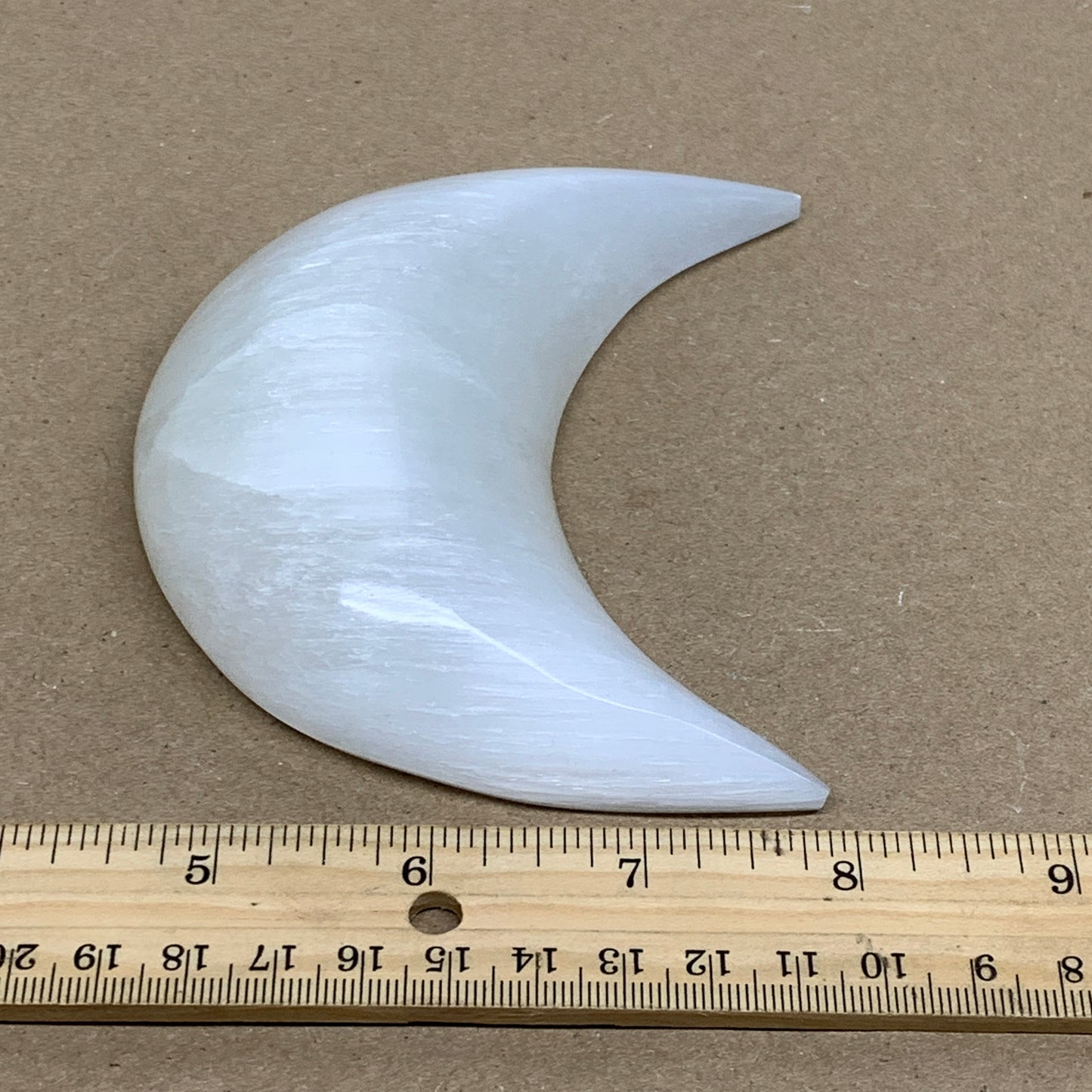 232g, 4.4"x2.2"x1", Selenite Crescent Moon Crystal (Satin Spar), B36281
