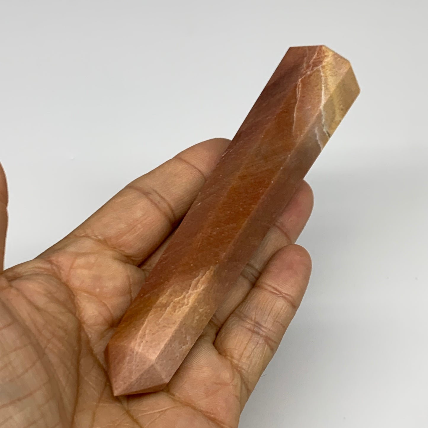 155.1g, 5.3"x1"x1" Red Aventurine Tower Obelisk Point Crystal @India,B31559