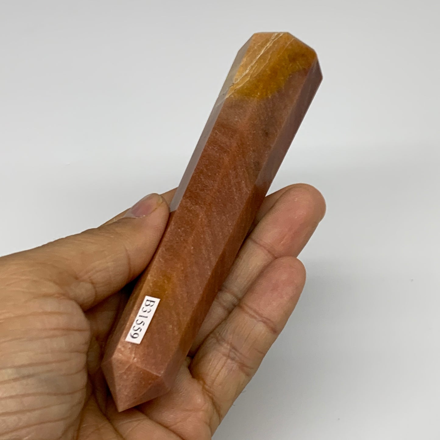 155.1g, 5.3"x1"x1" Red Aventurine Tower Obelisk Point Crystal @India,B31559