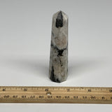 76.1g, 3.7"x0.9", Rainbow Moonstone Tower Obelisk Point Crystal @India, B29235