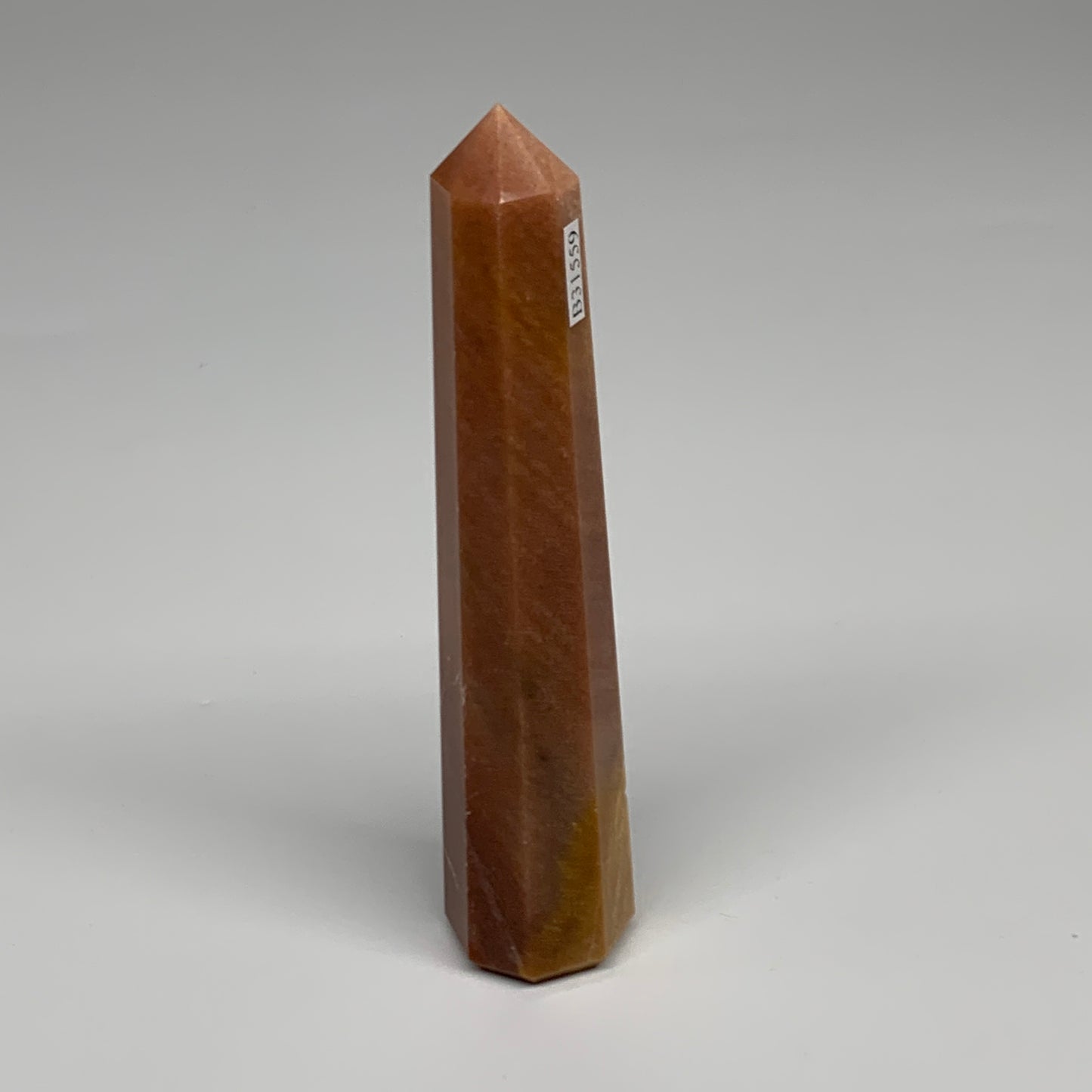 155.1g, 5.3"x1"x1" Red Aventurine Tower Obelisk Point Crystal @India,B31559