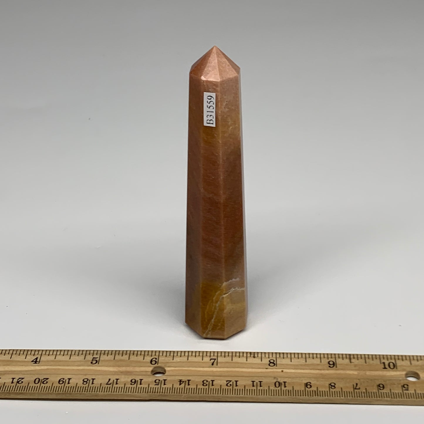 155.1g, 5.3"x1"x1" Red Aventurine Tower Obelisk Point Crystal @India,B31559