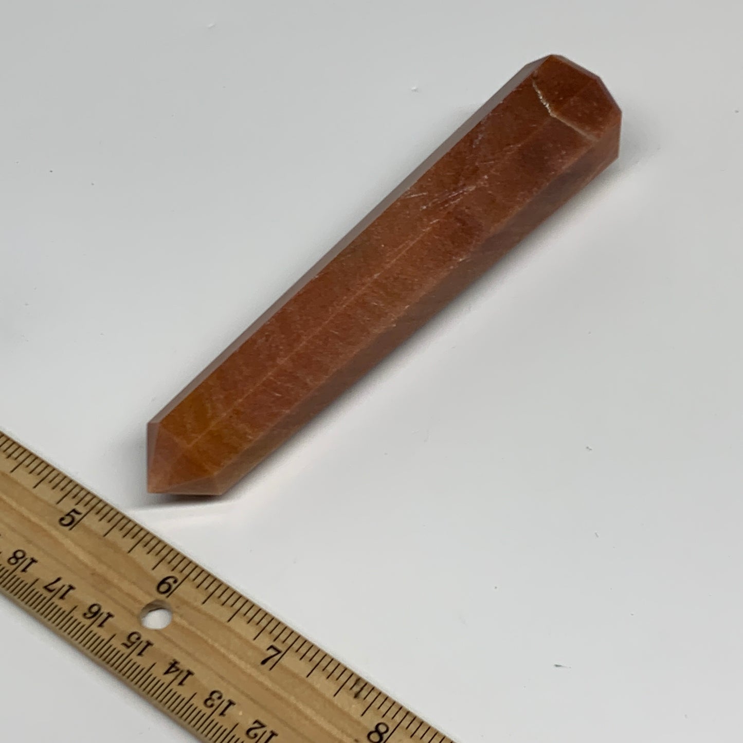 155.1g, 5.3"x1"x1" Red Aventurine Tower Obelisk Point Crystal @India,B31559