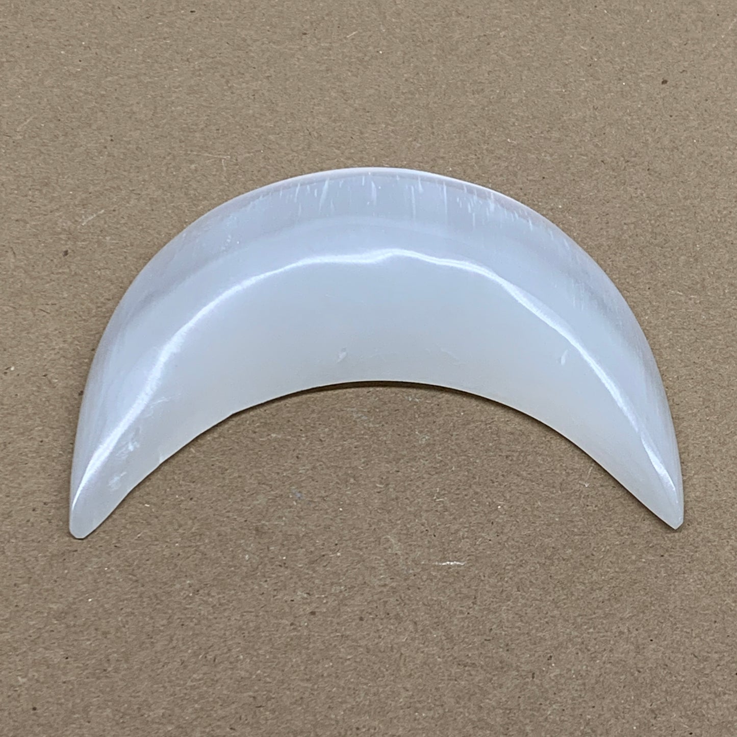 213g, 4.5"x2.1"x0.9", Selenite Crescent Moon Crystal (Satin Spar), B36283