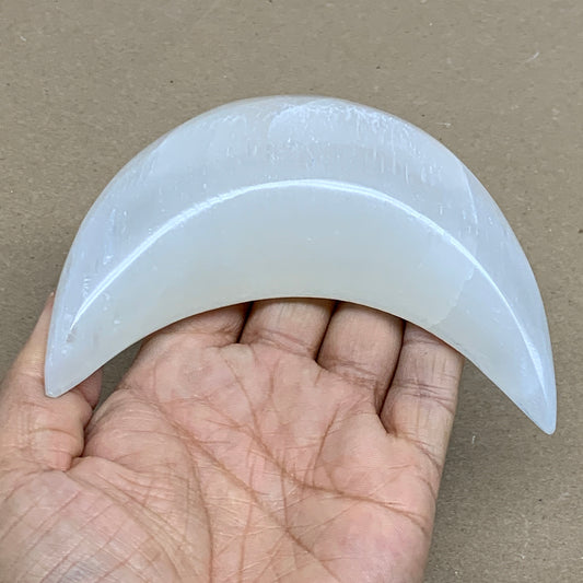 220g, 4.4"x2.1"x1", Selenite Crescent Moon Crystal (Satin Spar), B36284