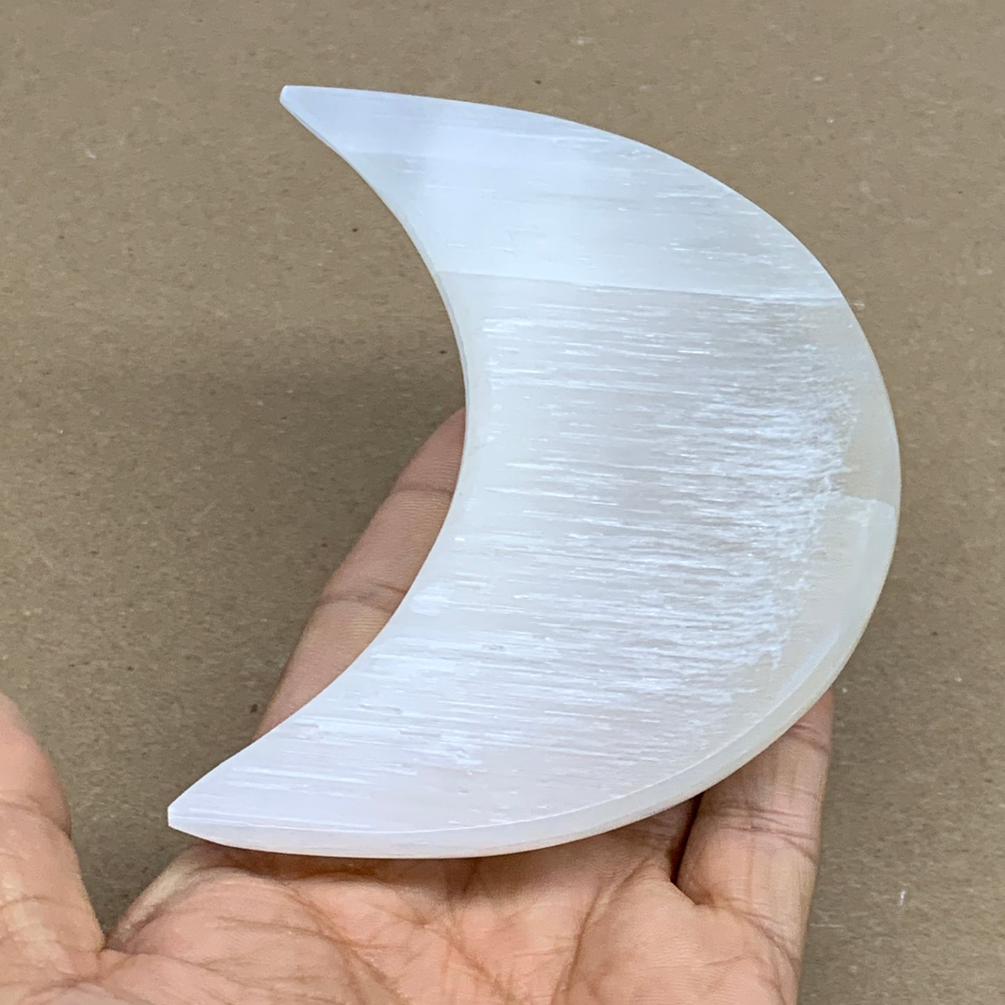 220g, 4.4"x2.1"x1", Selenite Crescent Moon Crystal (Satin Spar), B36284