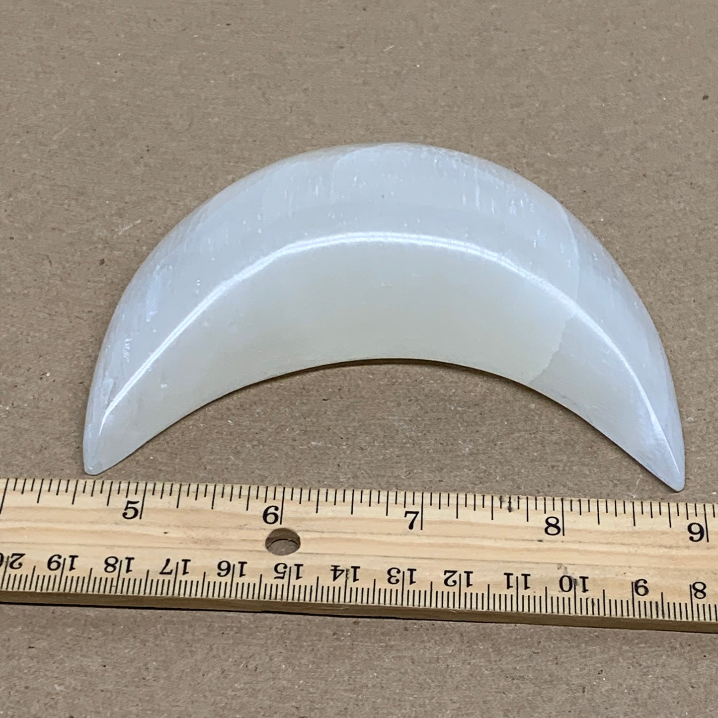 220g, 4.4"x2.1"x1", Selenite Crescent Moon Crystal (Satin Spar), B36284