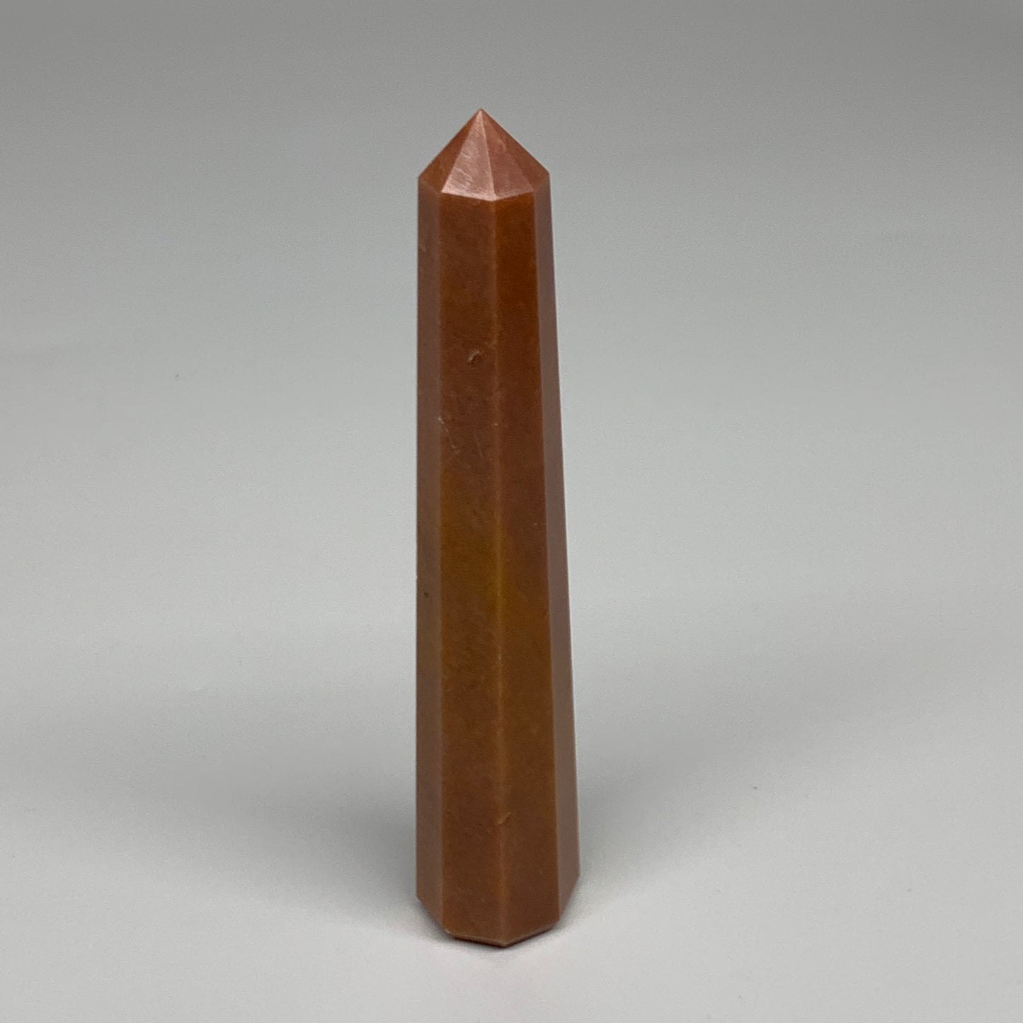 158.9g, 5.8"x1.1"x1.1" Red Aventurine Tower Obelisk Point Crystal @India,B31561