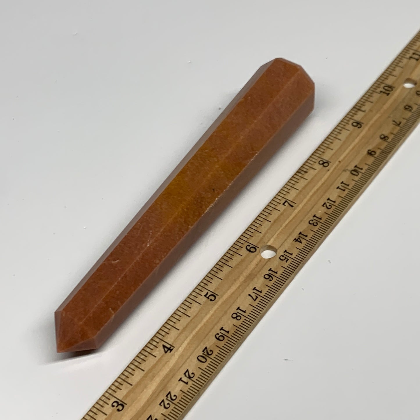 158.9g, 5.8"x1.1"x1.1" Red Aventurine Tower Obelisk Point Crystal @India,B31561