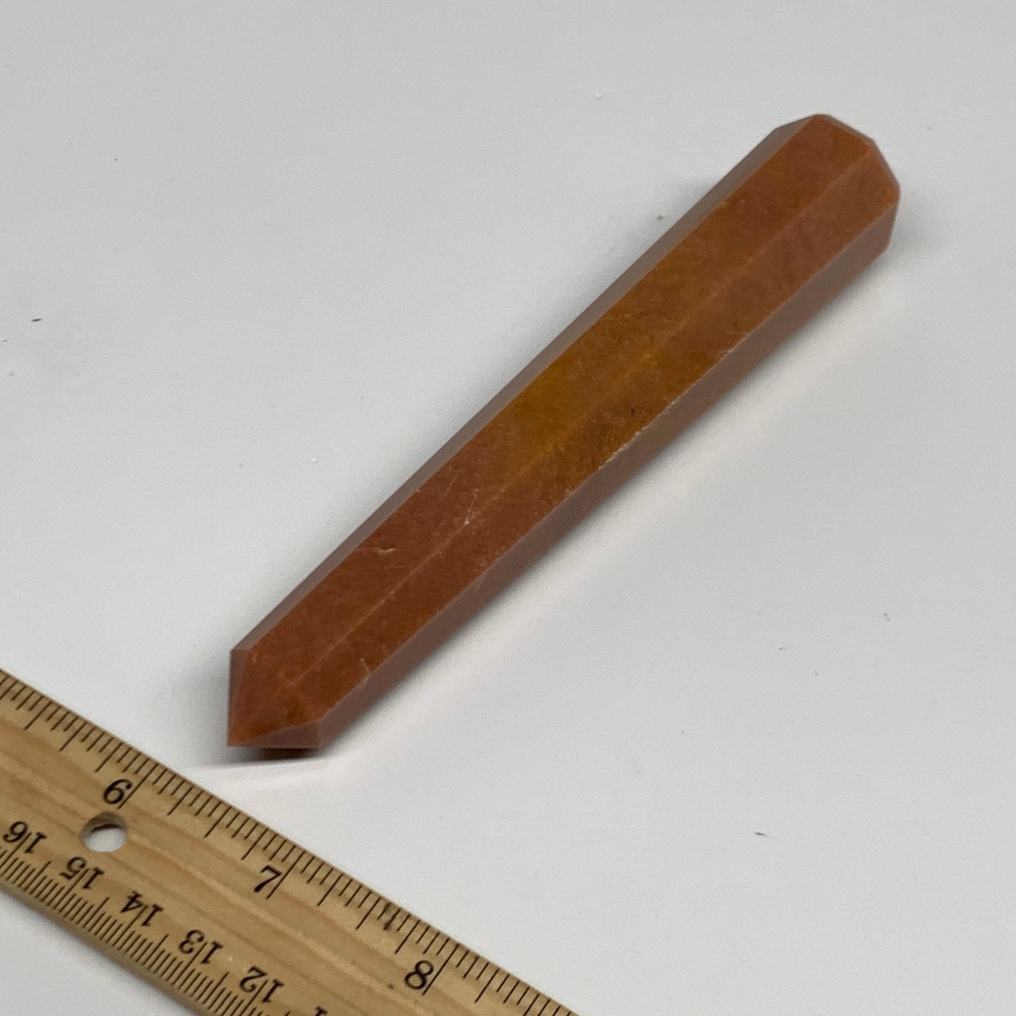 158.9g, 5.8"x1.1"x1.1" Red Aventurine Tower Obelisk Point Crystal @India,B31561