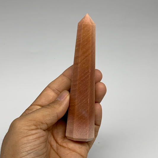 129.6g, 4.7"x1"x1" Red Aventurine Tower Obelisk Point Crystal @India,B31562