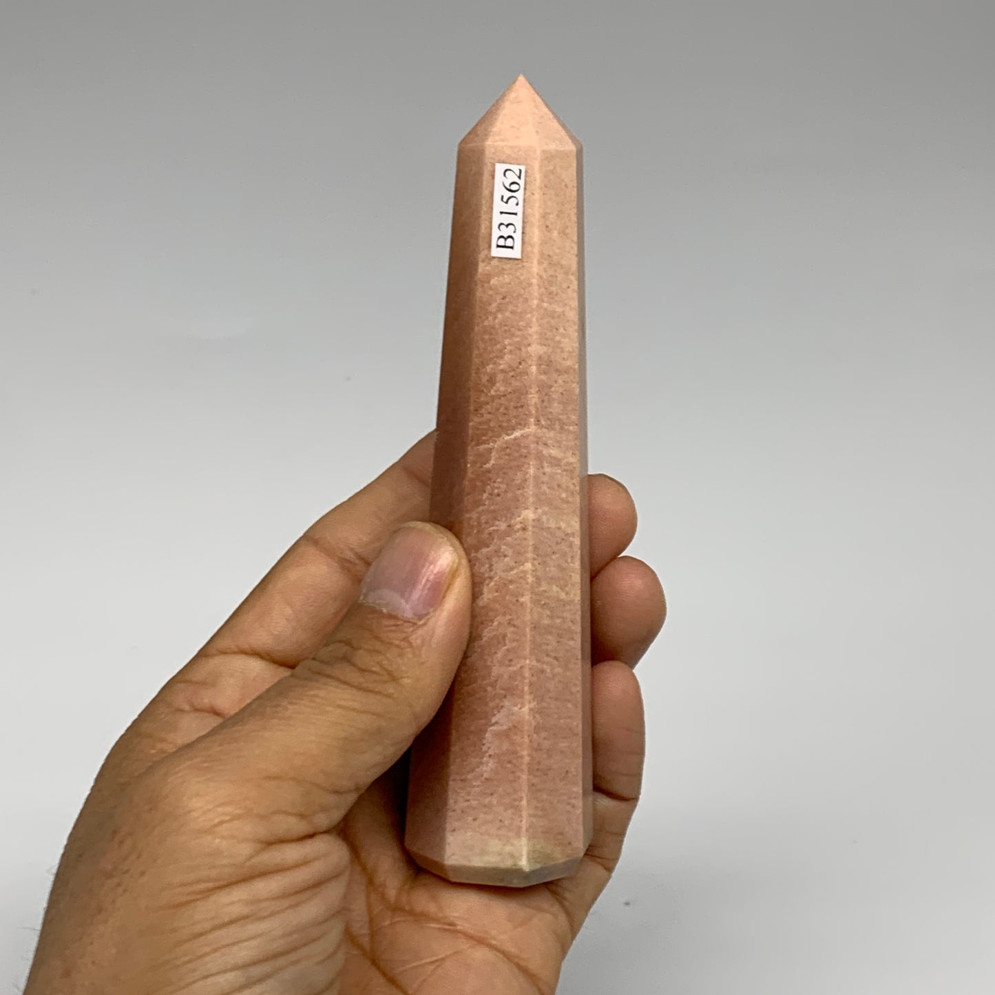 129.6g, 4.7"x1"x1" Red Aventurine Tower Obelisk Point Crystal @India,B31562