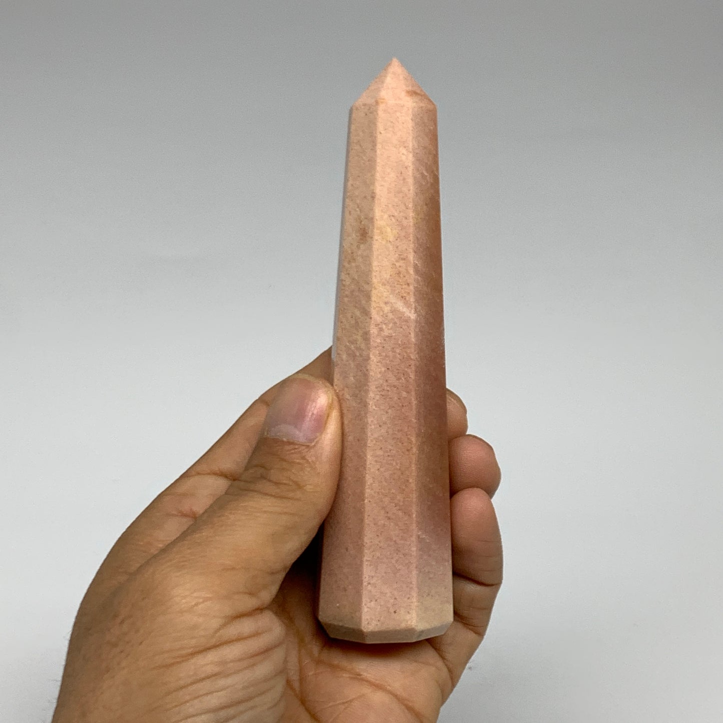 129.6g, 4.7"x1"x1" Red Aventurine Tower Obelisk Point Crystal @India,B31562