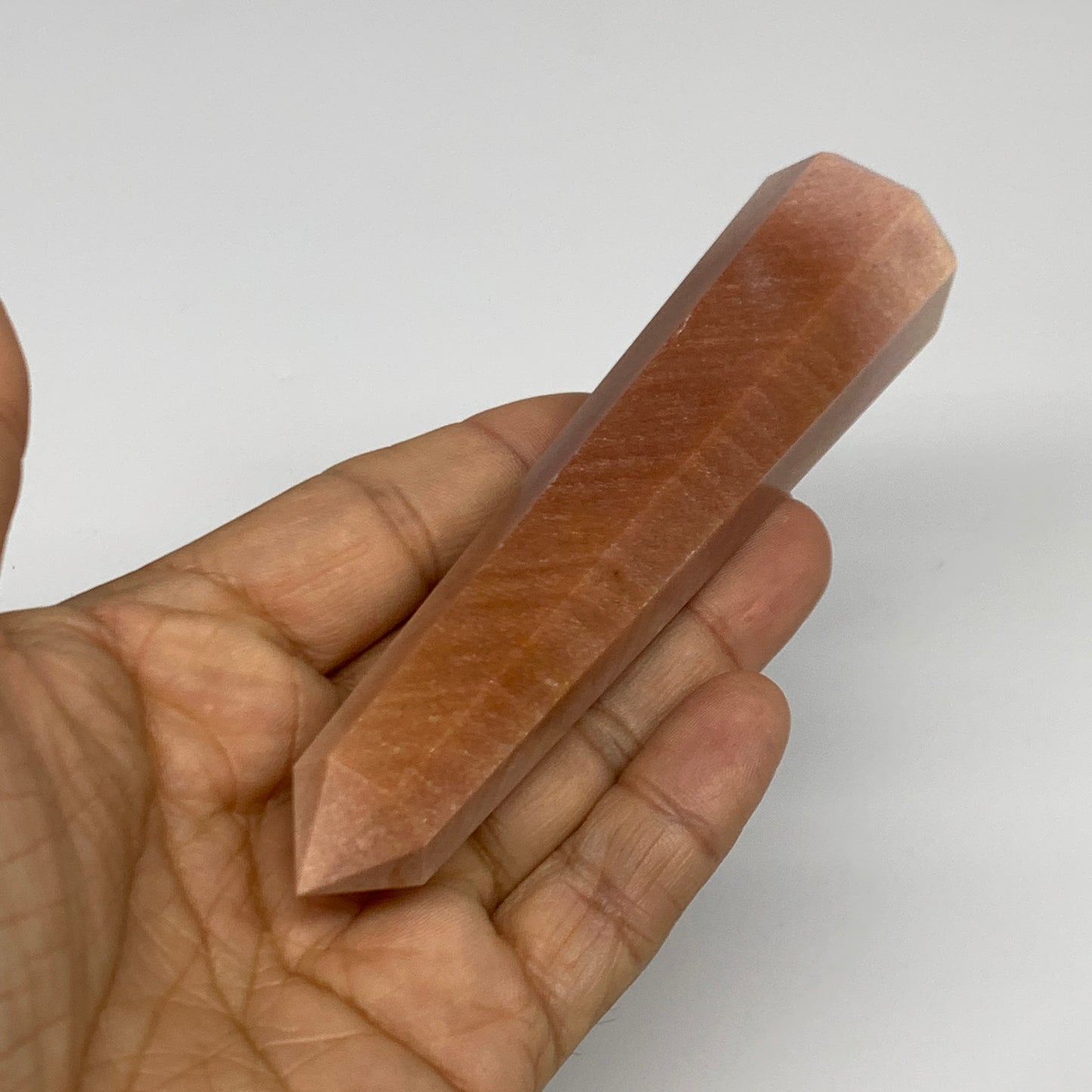 129.6g, 4.7"x1"x1" Red Aventurine Tower Obelisk Point Crystal @India,B31562