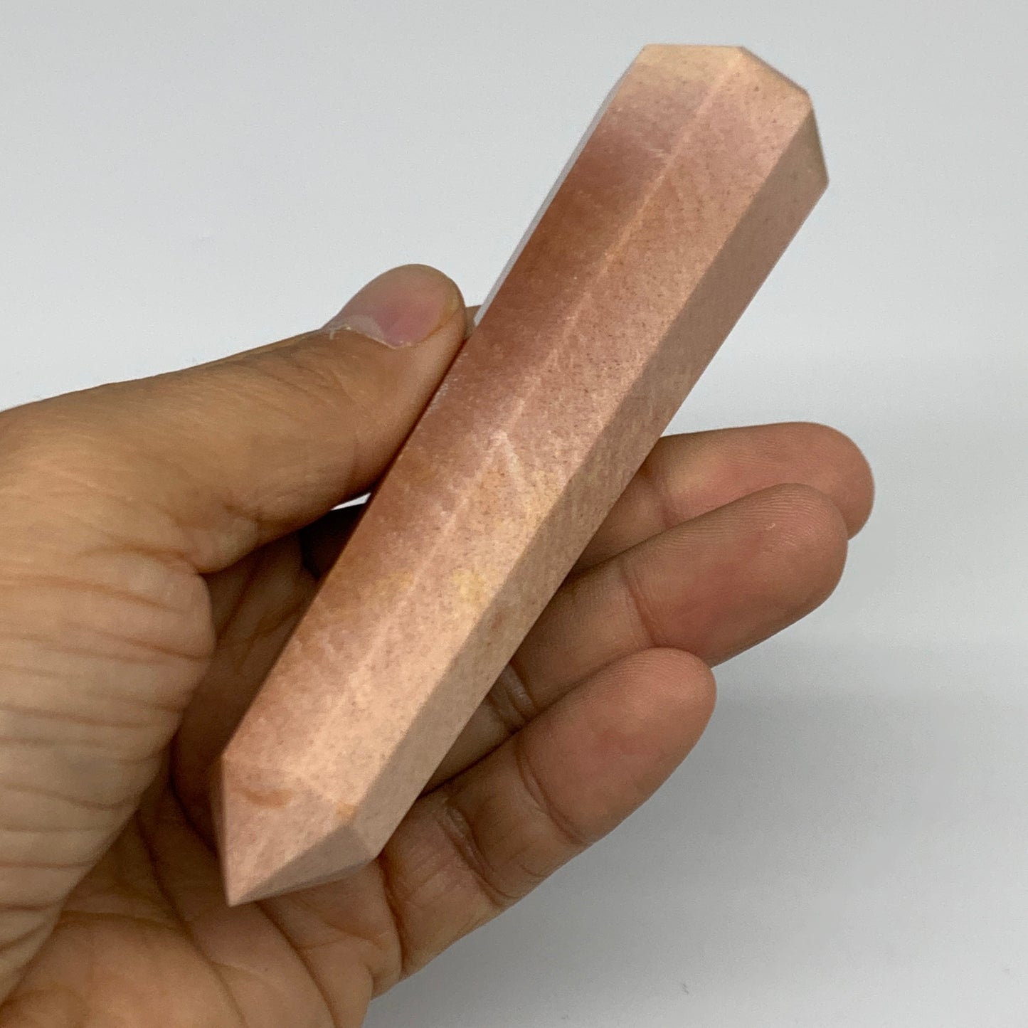 129.6g, 4.7"x1"x1" Red Aventurine Tower Obelisk Point Crystal @India,B31562