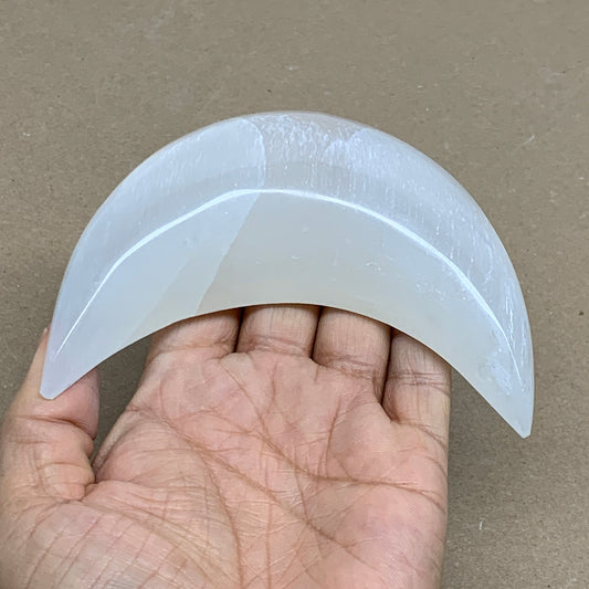 205g, 4.5"x2.1"x1", Selenite Crescent Moon Crystal (Satin Spar), B36286