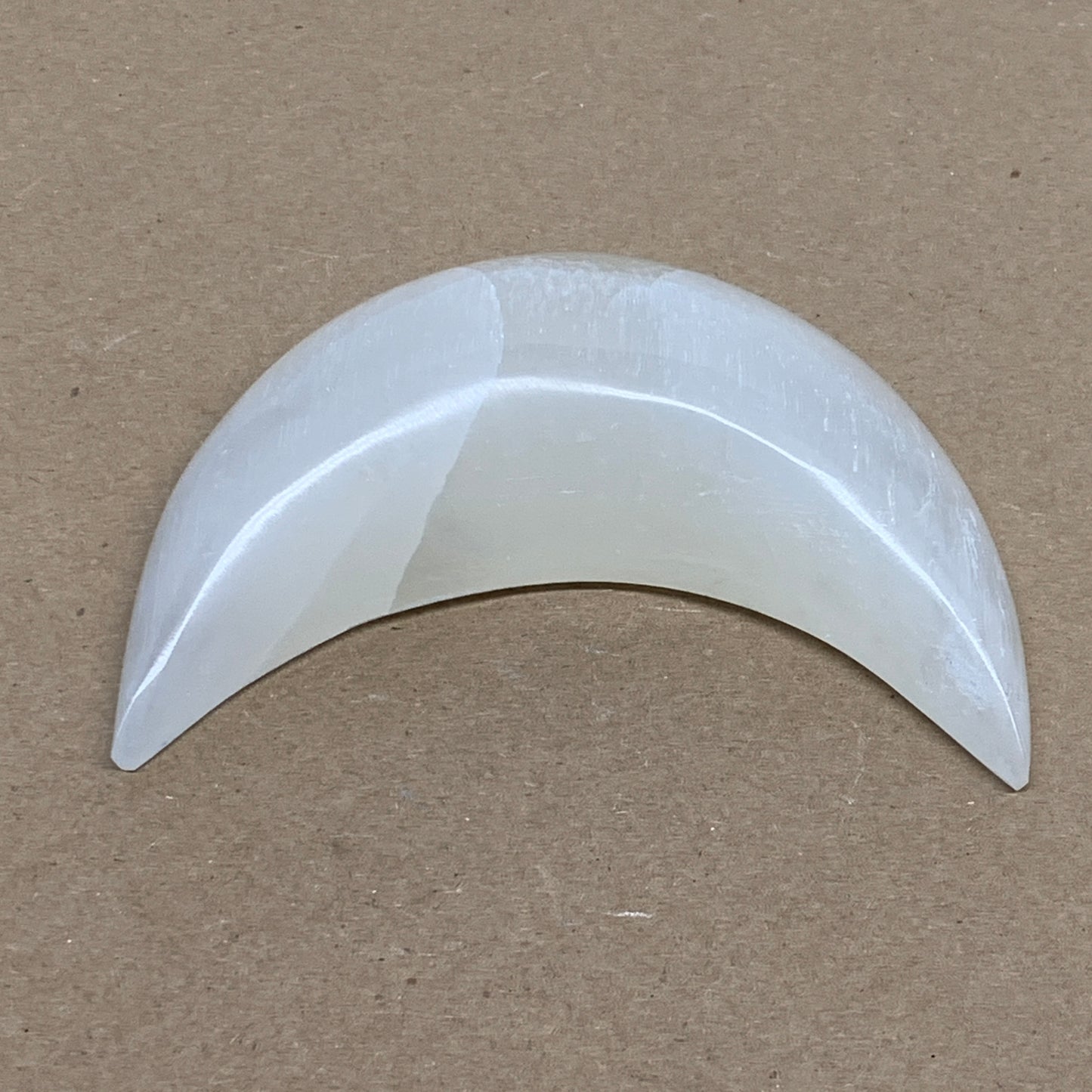 205g, 4.5"x2.1"x1", Selenite Crescent Moon Crystal (Satin Spar), B36286