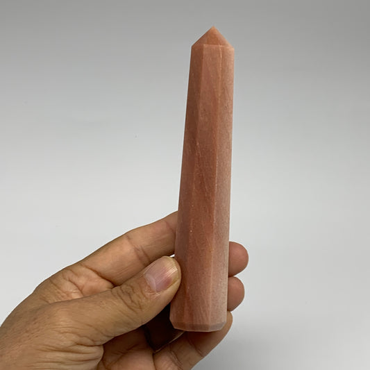 140g, 5.3"x1"x1" Red Aventurine Tower Obelisk Point Crystal @India,B31563