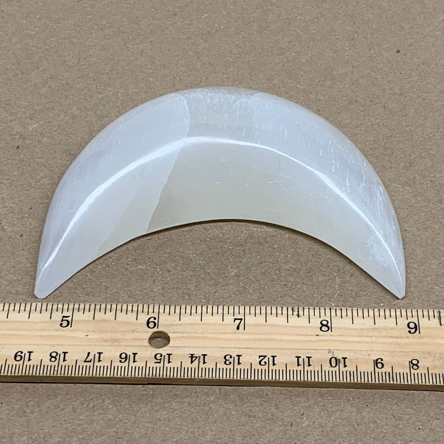 205g, 4.5"x2.1"x1", Selenite Crescent Moon Crystal (Satin Spar), B36286