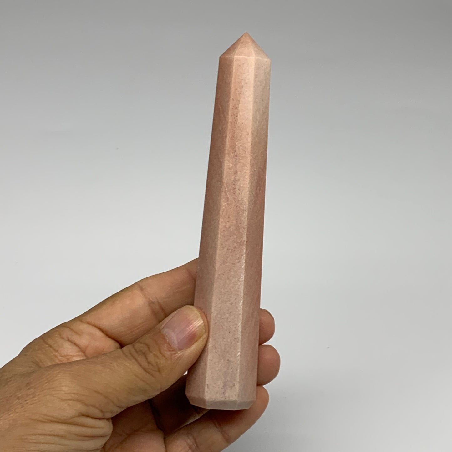 140g, 5.3"x1"x1" Red Aventurine Tower Obelisk Point Crystal @India,B31563
