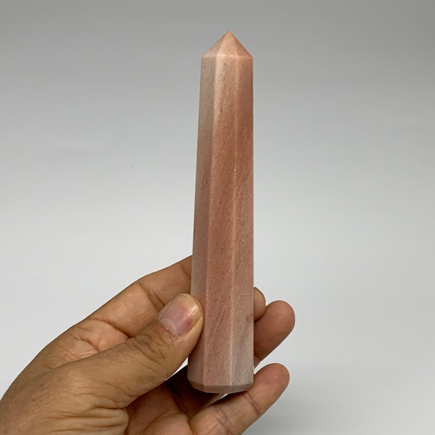 140g, 5.3"x1"x1" Red Aventurine Tower Obelisk Point Crystal @India,B31563